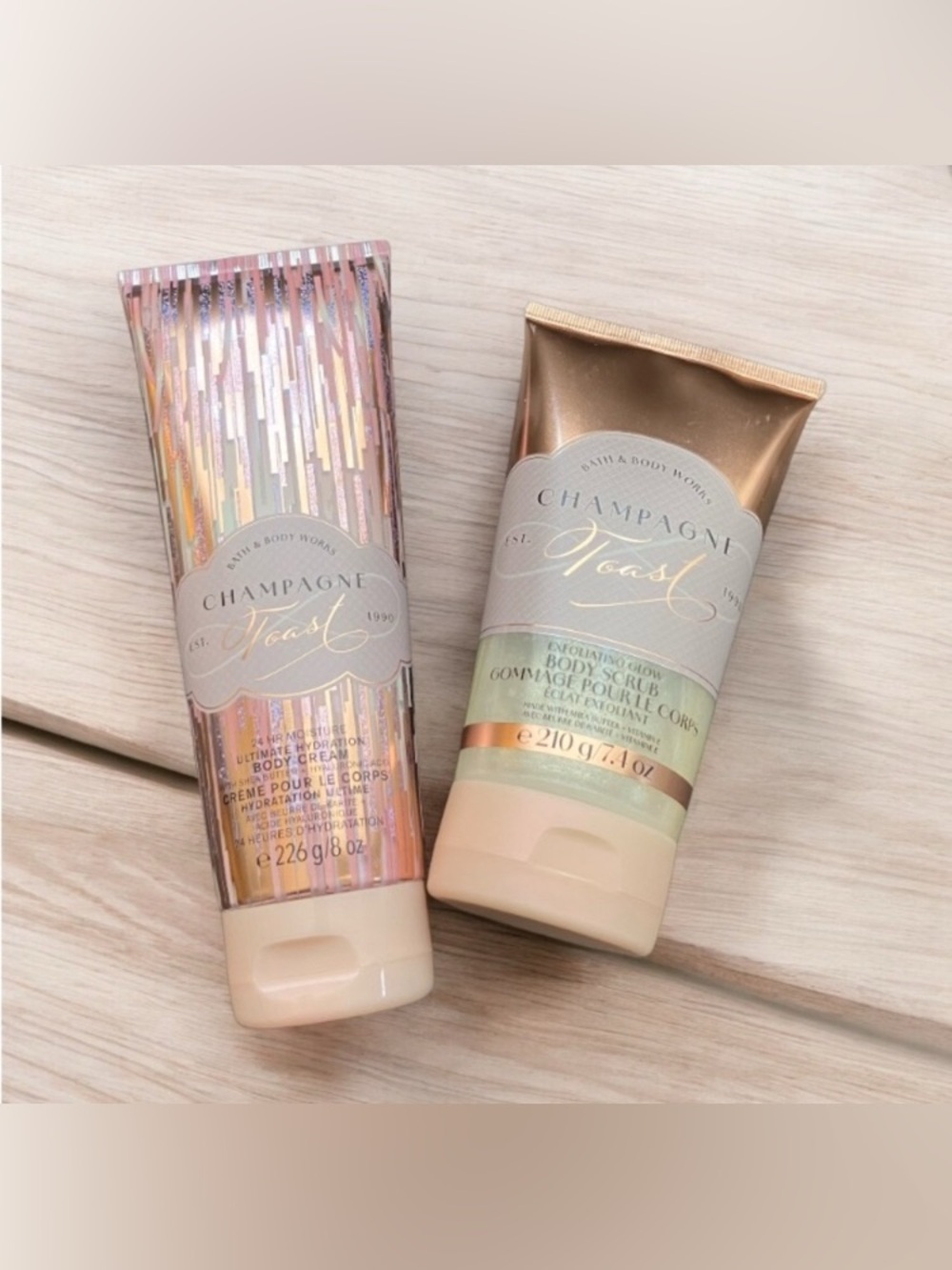 NEW Bath & Body Works Champagne Toast Body Cream and Body Scrub Duo Sealed